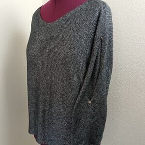 The Limited Metallic Open Arm Sweater XL black silver lightweight boat neck
